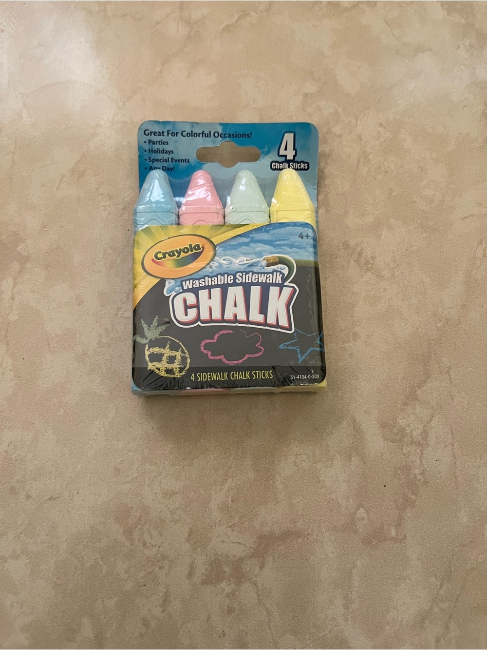 Crayola Washable Sidewalk Chalk Sticks - Blue, Pink, White, Yellow